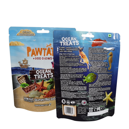 Bolsa de comida para mascotas compostable con cremallera con cremallera