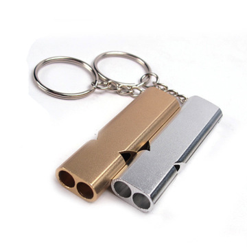 High-Frequency Dual Hole Aluminum Lifesaving Whistle for Outdoor Emergencies