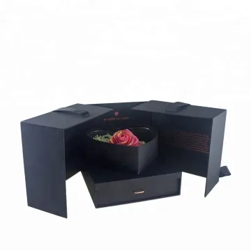 Luxury Black Rigid Cardboard Flower Gift Paper Box