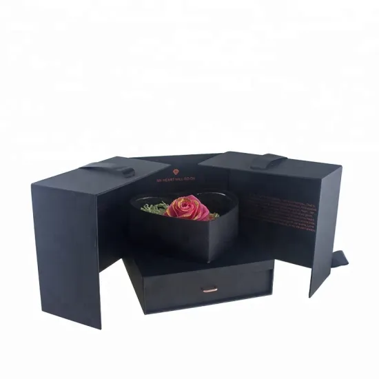 Luxury Black Rigid Cardboard Flower Gift Paper Box