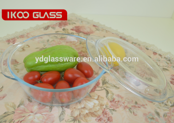 Heat resistant round glass casserole with lid, 1.5L