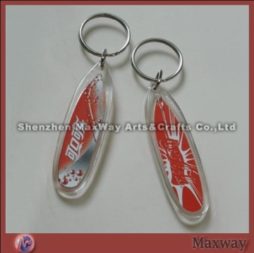Elegant clear promotion vacant oblong acrylic/PMMA key chain which customer can insert photo self