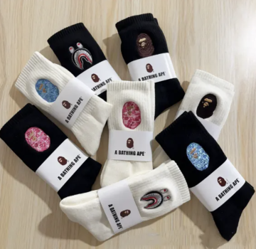 Embroidered Towel Bottom Sports Socks: Four Season, Men's & Women's, Ape Man Head Design, Breathable & Absorbent