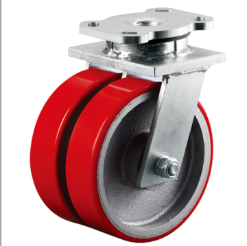 Heavy Duty Twin-Wheel PU Wheel with PP Core and Four Ball Bearings Caster