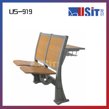 US919M wood back college desk and chair with book rack