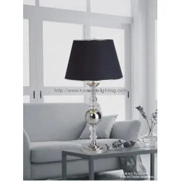 Chromed Hardware Crystal  Table Lighting With Black lampshade