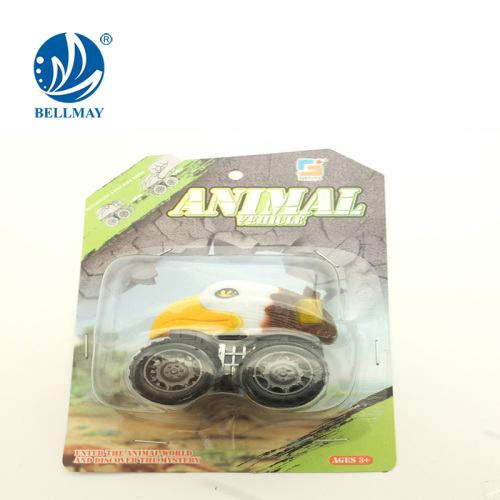 regalo de promoción de venta bien mini tire coche de juguete de animal de coche con 4 estilos surtidos