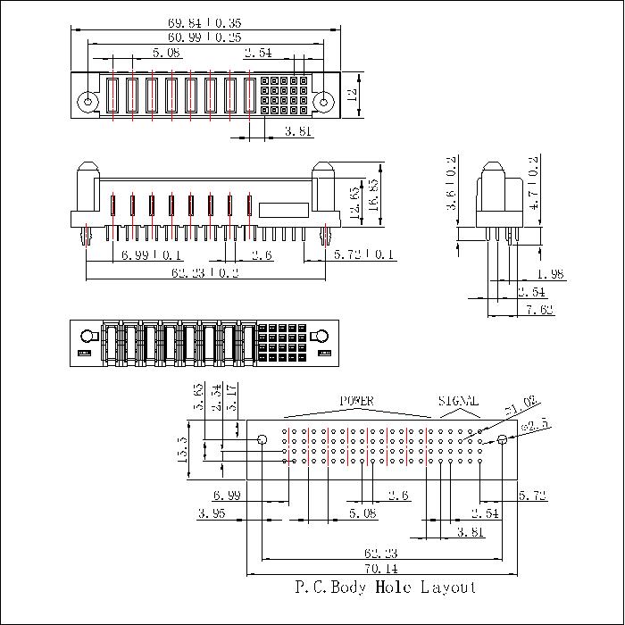 PSPF5.08S-0820G0G0AEX 5.08MM 8P Power+20P Signal Female Straight Dip Power Connector