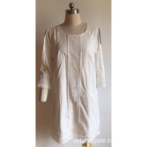 Ladies Cotton Voile Dress with Hole at Sleeve