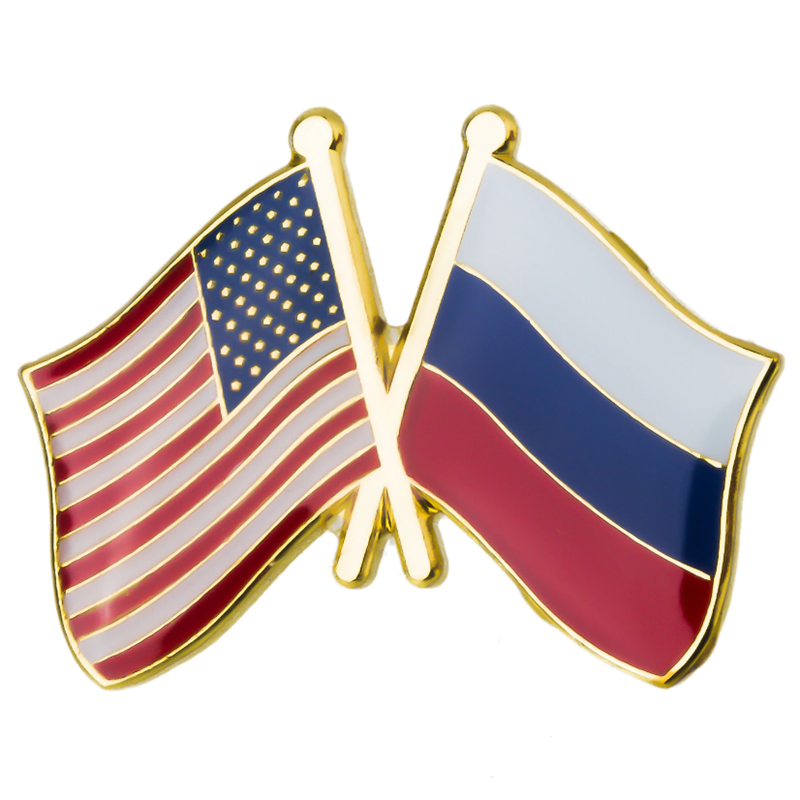 two nation flag badge pin