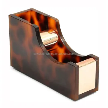 Wholesale Acrylic Tortoiseshell Color Stationary Set: Handheld Adhesive Packaging Tape Dispenser, Tape Cutting Machine, and Tape Holder