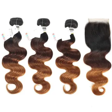 Body Wave Brazilian Human Hair Bundles With 4x4 Lace Closure Body Wave ombre color cheap bundles virgin human hair hair