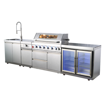 Dapur luaran kalis air keluli tahan karat dengan grill dan tenggelam - Reka bentuk 304