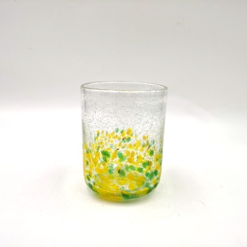 Vaso per candele in vetro a bolle di spessore di forma cilindrica