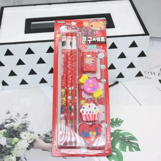 Complete Stationery Set: 6-Piece Pencil and Eraser Pack - Your Ultimate Writing Tool Collection