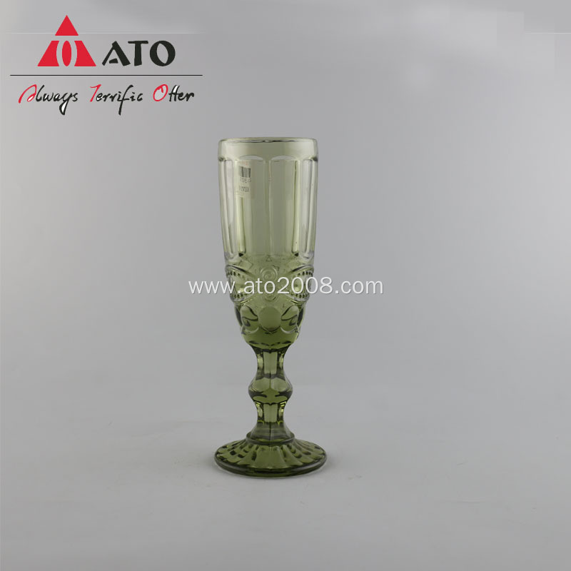 Luxury drinkware pressed wedding green glass goblets