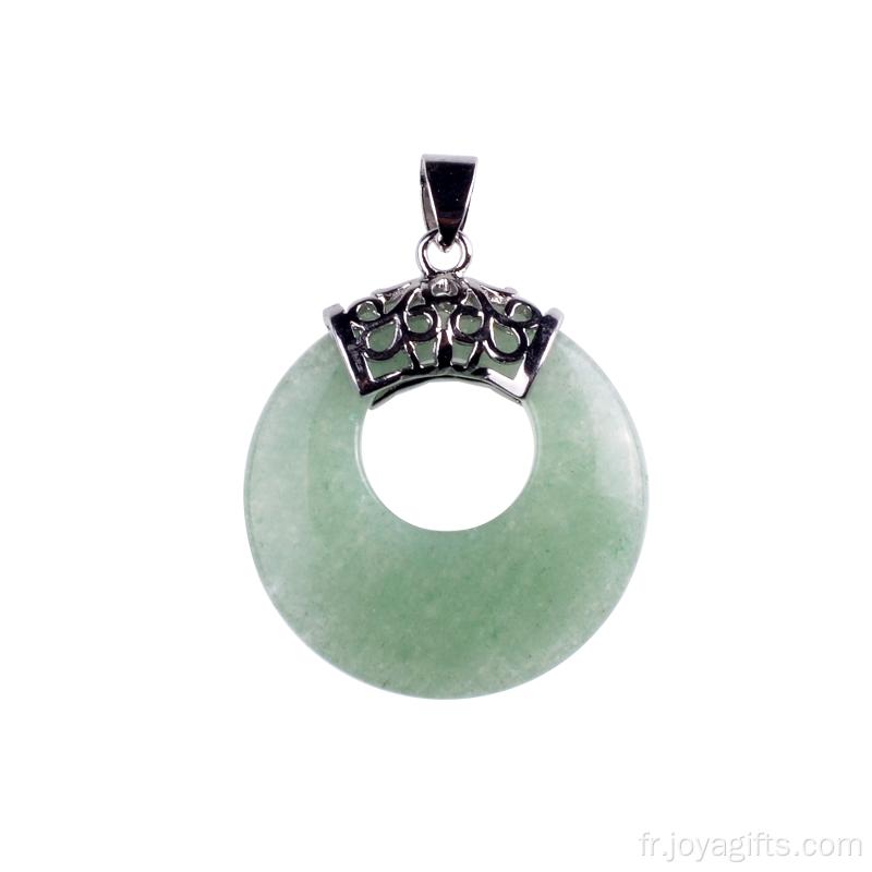 Pièce de monnaie pour femmes Aventurine verte collier pendentif chandail chaîne bijoux