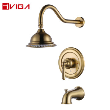Victorian Style Wall-Mounted Concealed Shower Faucet Trim Kit with Golden Shower Mixer