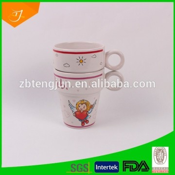 plain white stackable mug ceramic