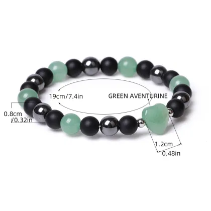 Natural Yellow Jade Heart Bracelet: Handmade Elastic Friendship Jewelry