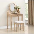 Modern Simple Wood Makeup Vanity Table with Stool