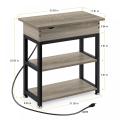 Industrial Bedroom End Table with Charging Ports