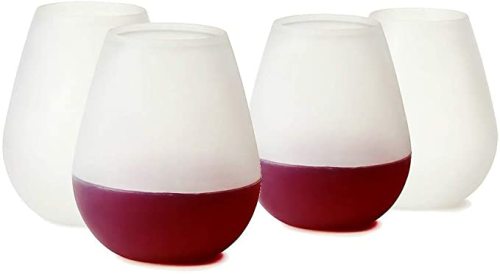 Copas de vino de silicona vidrio a prueba de vinos para viajar