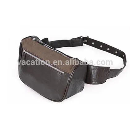 black man PU leather waist bag