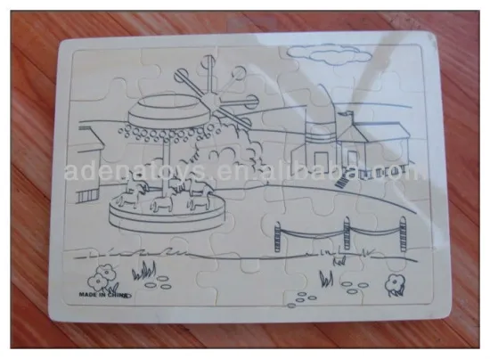 Preschool Toy Wooden Puzzle & DIY Puzzle Paint Set WP2-1/4