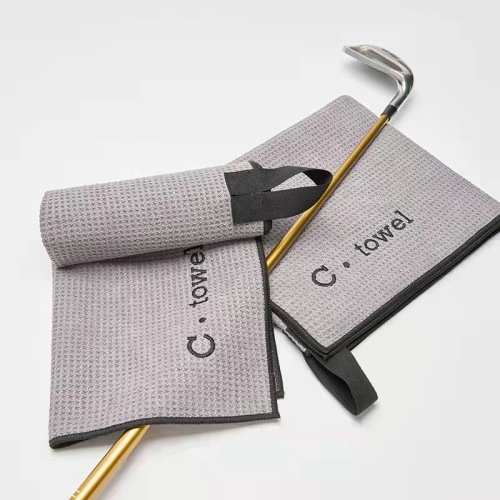 Golf Towel Custom Logo Custom Microfiber Waffle Golf Towel With Hooks Factory