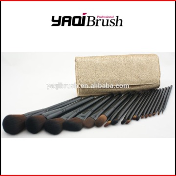 Golden makeup bag wholesale 18 piece brush set