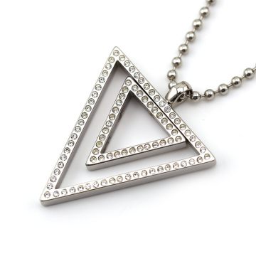 Triangle pendant with shining crystal for couple and loves