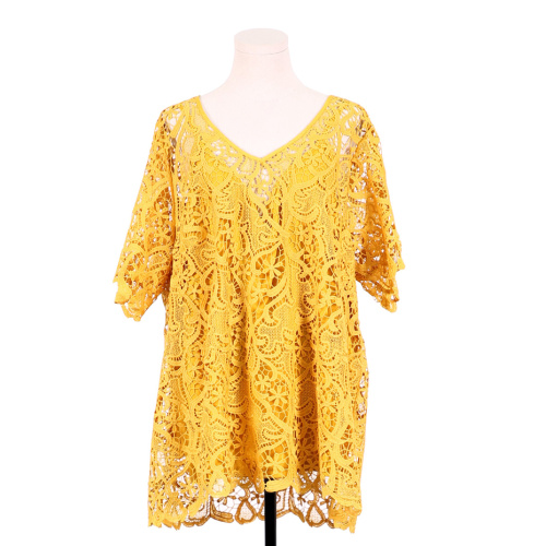 Plus size Embroidery Short Sleeve Blouse