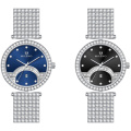 Shiny Sunray Dial Quartz Women's Rhinestone Watch