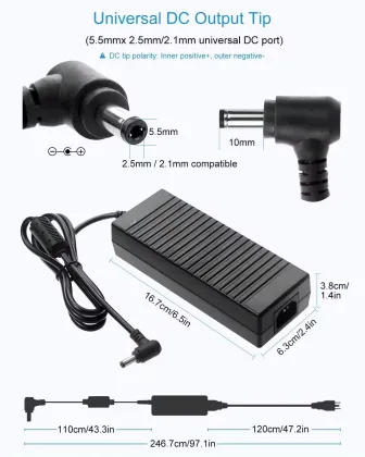 DC 5V 24V 12V 8A 96W PSU Switching Power Adapter with Long Cord for Electronics Router