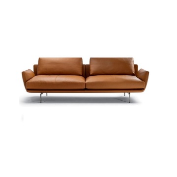 PurelyFeel Customizable Modern Orange Leather Sofa for Home and Office