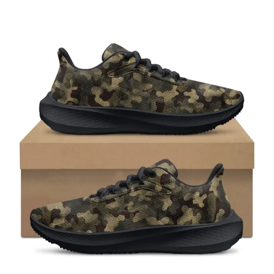 Customized Green Camouflage Print Lace-up Sport Shoes - On-Demand Drop Shipping