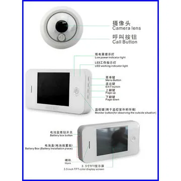 3.5-inch high quality cool design digital door viewers, wide angle