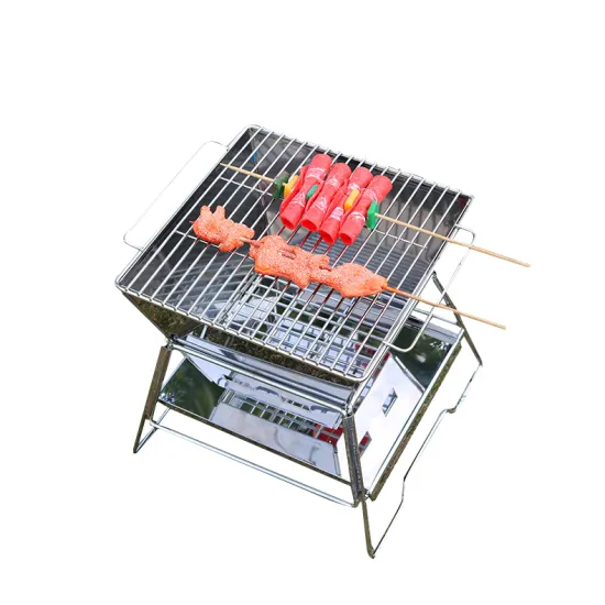 Outdoor stainless steel folding portable barbecue grill camping and picnic portable mini bbq grill