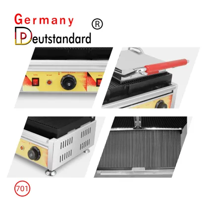 Double Head Panini Steak Machine Grooved Grill