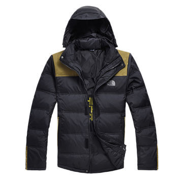 Men's Full Zip Down Padded Jacket with Woven Twill Fabric Top on Shoulder