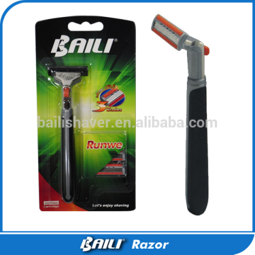 PLASTIC HANDLE TRIPLE BLADE SHAVER WITH RAZOR BLADES(skype:bailishaver)