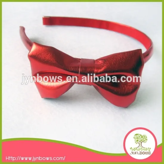 Red leather hairbow hairband,headband for girls