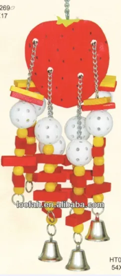 red apple shape wooden toy for birds