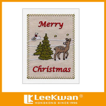 Merry Christmas greeting card, embroidered greeting card Christmas greeting card