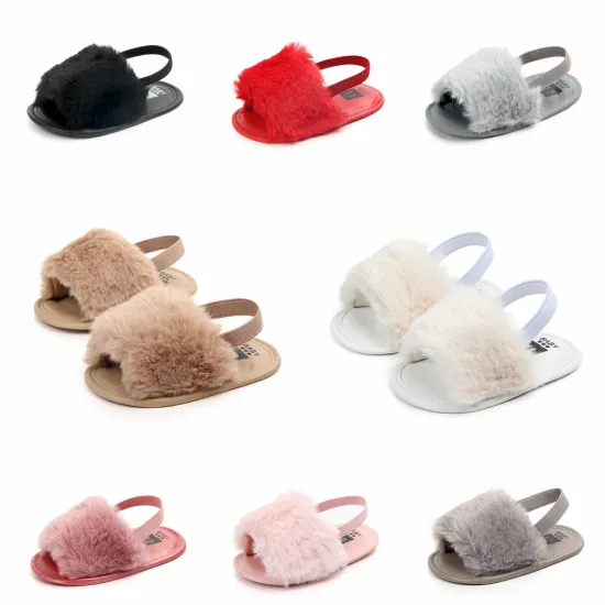 Wholesale Newborn Prewalker Baby Girl Faux Fur Soft Plush Slippers
