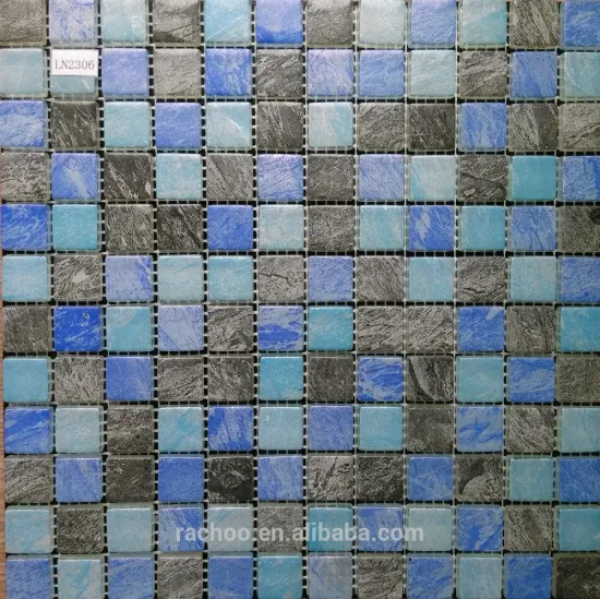 Mix solid glass blue color recycle backsplash mosaic tile