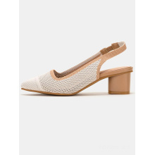 Stylish Posterior Open Fly-Knit Chunky Heel Shoes