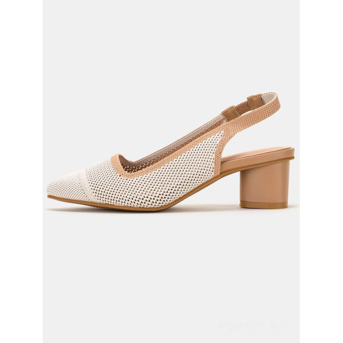 Stylish Posterior Open Fly-Knit Chunky Heel Shoes