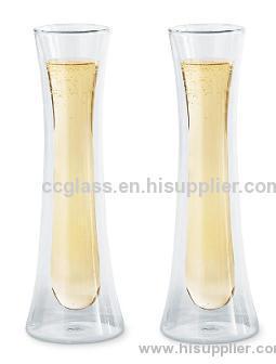 Inside-out Double Wall Glass Champagne Flute 